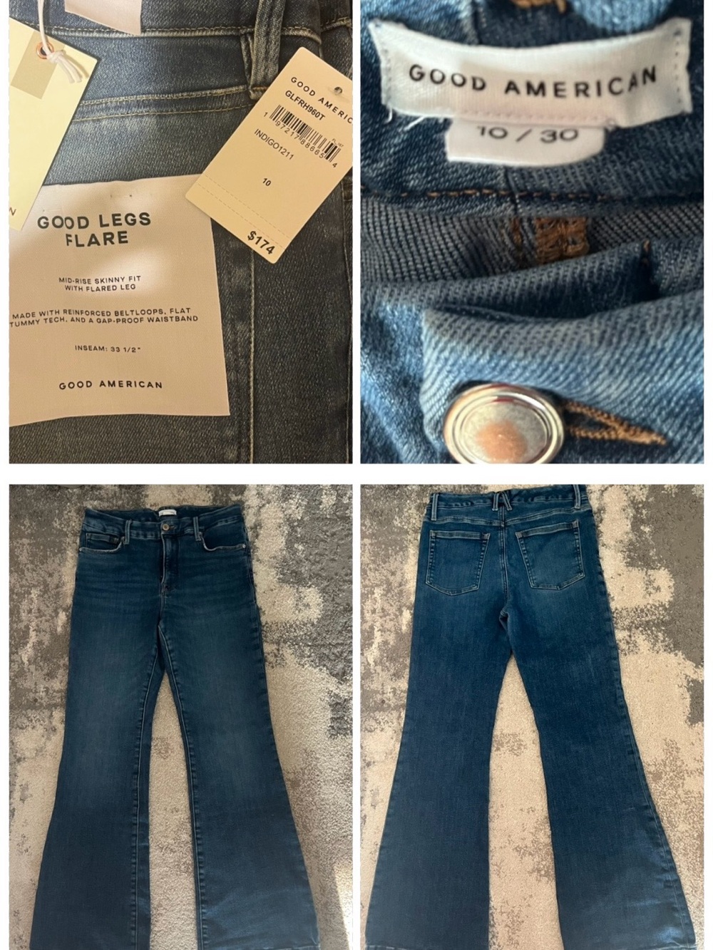 Good American Good Legs Flare Jeans in Medium Blue Size 30/10